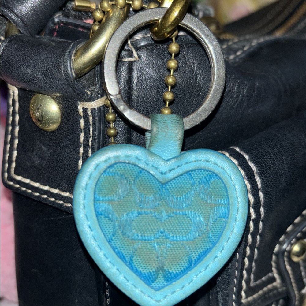 Coach Blue Heart Key Holder